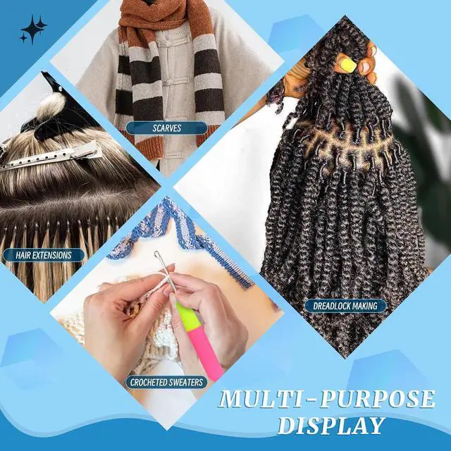 Alt view image 7 of 7 - 2 Pcs Latch Hook Latch Hook Tool 0.2in, 0.15in Crochet Needles for Hair | Hair Crochet Hooks for Scarf Carpet Making and Art Crafts