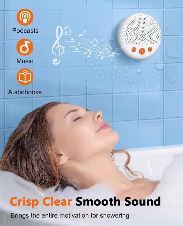 Alt view image 3 of 6 - LENRUE Shower Speaker, Bluetooth Waterproof Speaker Wireless, Portable Speakers with Clear Loud Sound, Suction Cup, Lanyard, Ideas Gifts
