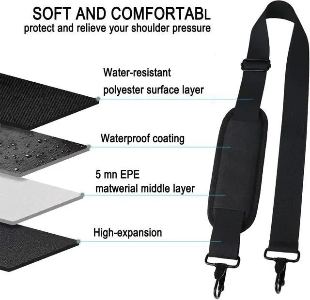 Alt view image 5 of 7 - Shoulder Strap 56 Inch,Universal Adjustable Shoulder Belt Shoulder Strap | Replacement Shoulder Strap with Metal Hooks for Briefcase, Laptop Messenger Crossbody Bag, Luggage Duffel Camera, Black