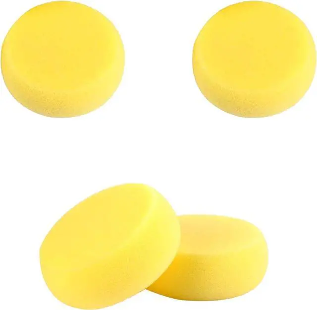 Main image of WAFJAMF 4 Pcs Round Painting Sponge 2.96 Inch Craft Clay Yellow | Pottery artist synthetic foam applicators for ceramics, watercolor, acrylic, face art, leather care & tack cleaning
