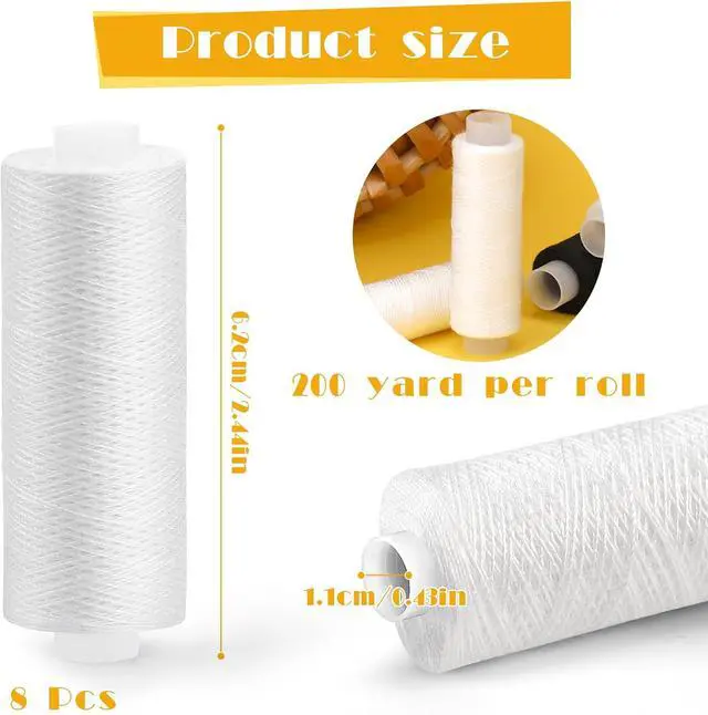 Alt view image 2 of 7 - ZMAAGG Sewing Thread, 8 Rolls 200 Yards White Sewing Machine Thread | Polyester Thread for Sewing Machine, Hand Stitching, Embroidery,Sewing Threads for Sewing Machine, White Thread Sewing
