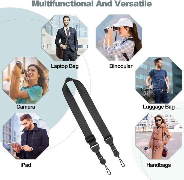 Alt view image 5 of 6 - Adjustable Shoulder Strap, Comfortable Camera Strap, Neck Lanyard for iPad Tablet Case, Camera, Binocular, Luggage Bag (Black Shoulder Strap)