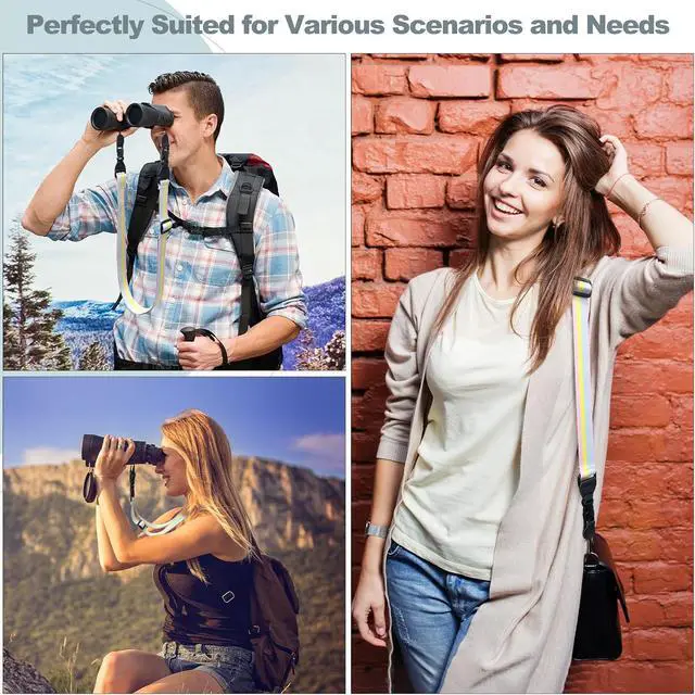Alt view image 4 of 6 - Adjustable Shoulder Strap, Comfortable Camera Strap, Neck Lanyard for iPad Tablet Case, Camera, Binocular, Luggage Bag (Rainbow Colors Shoulder Strap)