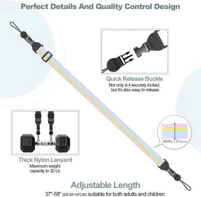 Alt view image 6 of 6 - Adjustable Shoulder Strap, Comfortable Camera Strap, Neck Lanyard for iPad Tablet Case, Camera, Binocular, Luggage Bag (Rainbow Colors Shoulder Strap)