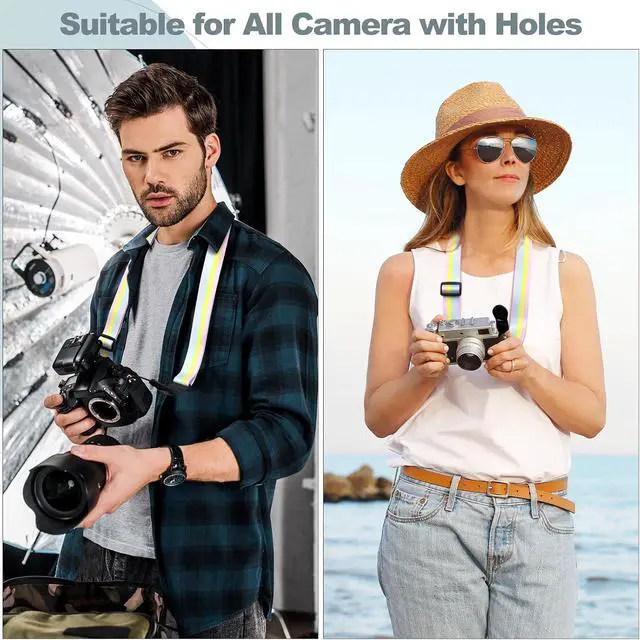 Alt view image 3 of 6 - Adjustable Shoulder Strap, Comfortable Camera Strap, Neck Lanyard for iPad Tablet Case, Camera, Binocular, Luggage Bag (Rainbow Colors Shoulder Strap)