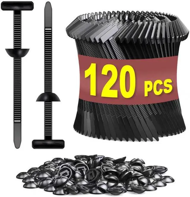 Main image of 120 PCS Cable Tie Buckle for Car, Nylon Universal Zip Ties, New T Nylon Automotive Cable Clips for Car Fender, Engine Cover, Mudguard Fastener, Automotive Replacement Screw Fixing.