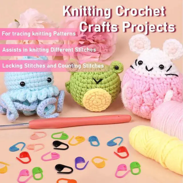 Alt view image 3 of 6 - 150pcs Assorted Colors Crochet Stitch Markers for Crocheting, Crochet Marker for Crocheting Knitting Yarn Crafts Weaving Locking Plastic Safety Pins Yarn Pins Knitting Supplies Accessories