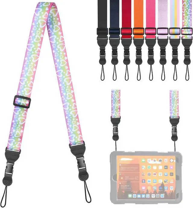 Main image of Adjustable Shoulder Strap, Comfortable Camera Strap, Neck Lanyard for iPad Tablet Case, Camera, Binocular, Luggage Bag (Rainbow Heart Shoulder Strap)