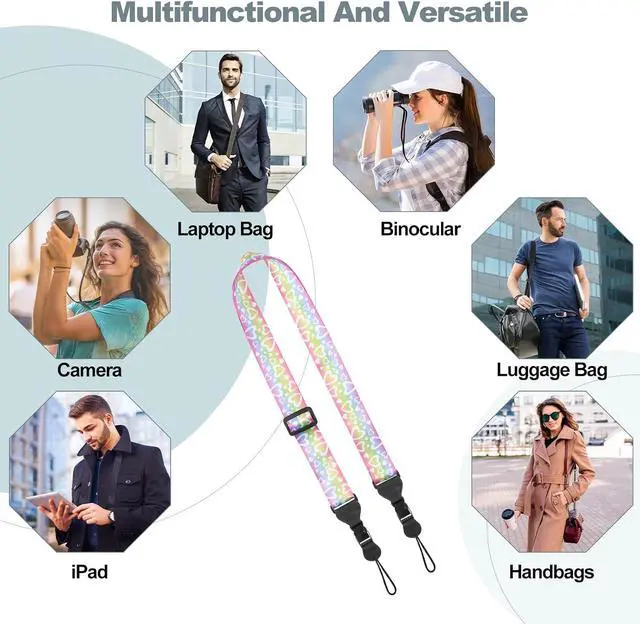 Alt view image 5 of 6 - Adjustable Shoulder Strap, Comfortable Camera Strap, Neck Lanyard for iPad Tablet Case, Camera, Binocular, Luggage Bag (Rainbow Heart Shoulder Strap)