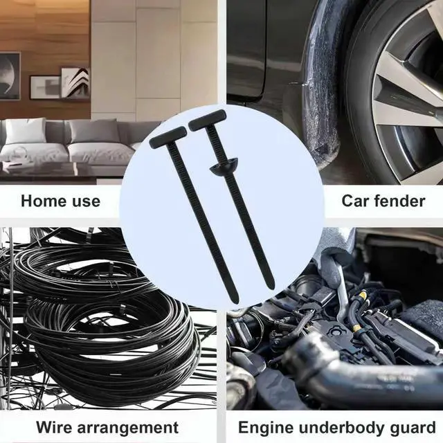 Alt view image 7 of 7 - 120 PCS Cable Tie Buckle for Car, Nylon Universal Zip Ties, New T Nylon Automotive Cable Clips for Car Fender, Engine Cover, Mudguard Fastener, Automotive Replacement Screw Fixing.