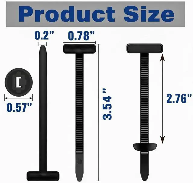 Alt view image 2 of 6 - 200PCS T-Head Cable Tie Buckle, PA66 Push Pin Clips for Car Repair | Self-locking Triple-Tooth, Anti-Aging & Tough. Heat and Impact Resistant. For Fender, Bumper, Trunk Liner. Bases Included