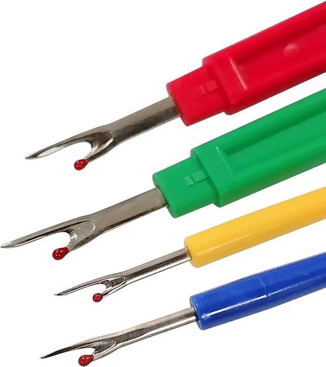 Alt view image 5 of 7 - GDMINLO 5 Pieces Colorful Seam Ripper Assortment Thread Remover Kit 2 Big and 2 Small Handy Stitch Sewing Tools with 1 Scissors for Removing Unwanted Hems and Seams