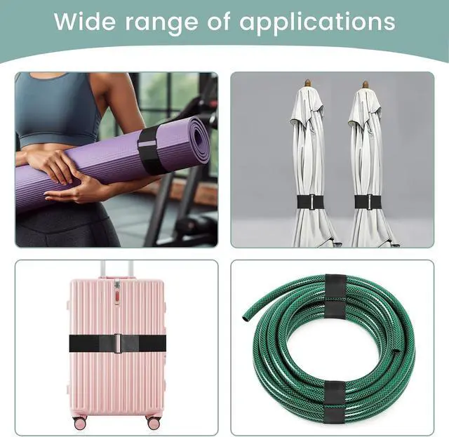 Alt view image 5 of 7 - 1.5In x 16Ft Cinch Straps Heavy Duty With 20 Buckles, Black Nylon Hook and Loop Straps, Reusable Long Cable Ties for Organizer or Storage