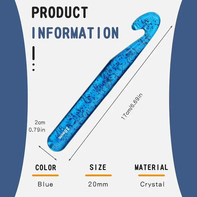 Alt view image 2 of 7 - QMNNMA 20 mm Crochet Hook, Large Crochet Hooks for Chunky Yarn | Big Crochet Hooks, Jumbo Crochet Hooks, Giant Crochet Hook, Ergonomic Knitting Needles Crochet Needle for Beginners