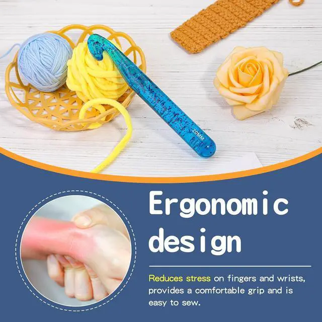 Alt view image 5 of 7 - QMNNMA 20 mm Crochet Hook, Large Crochet Hooks for Chunky Yarn | Big Crochet Hooks, Jumbo Crochet Hooks, Giant Crochet Hook, Ergonomic Knitting Needles Crochet Needle for Beginners