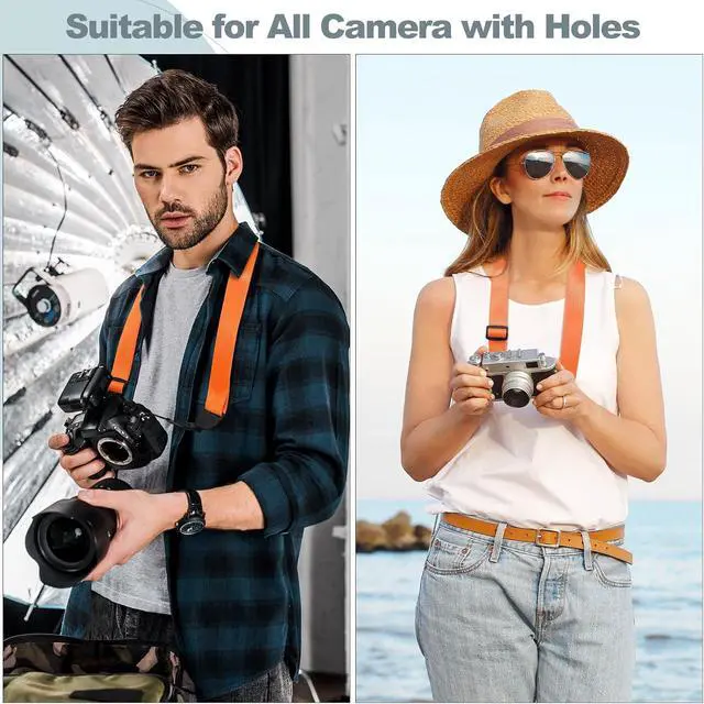 Alt view image 3 of 6 - Adjustable Shoulder Strap, Comfortable Camera Strap, Neck Lanyard for iPad Tablet Case, Camera, Binocular, Luggage Bag (Orange Shoulder Strap)