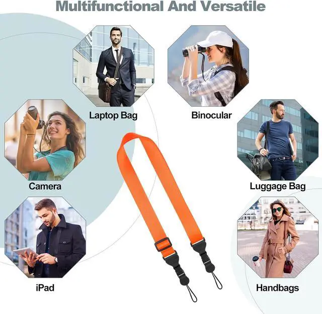 Alt view image 5 of 6 - Adjustable Shoulder Strap, Comfortable Camera Strap, Neck Lanyard for iPad Tablet Case, Camera, Binocular, Luggage Bag (Orange Shoulder Strap)