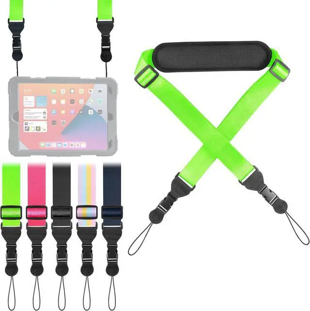 Main image of FIEIL Universal Shoulder Strap, Neoprene Padded Bag Strap with Double Adjustable Buckles, Comfortable Neck Lanyard for Camera, Cellphone Tablet,iPad, Laptop, Binocular, Luggage Bag(Fluorescent Green)