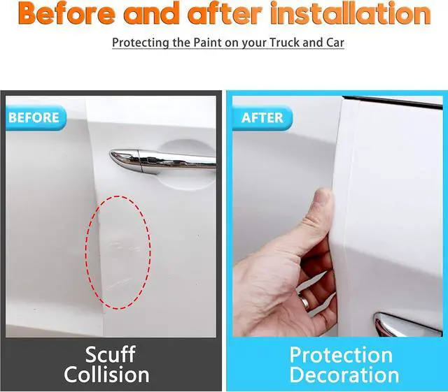 Alt view image 7 of 7 - MYFAMIREA Car Door Transparent Seal Strip Door Edge Cover Guard Strips Entry Sill Guard Scuff Plate Protectors Invisible Universal Anti-Scratch Waterproof Tape for Rear Bumper (33Ft x 1.2In)