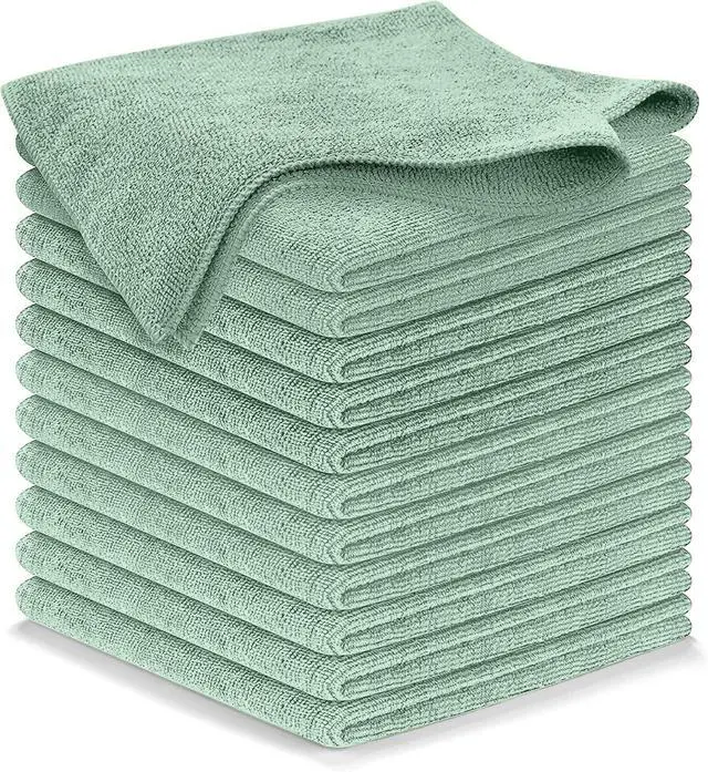Main image of USANOOKS Microfiber Cleaning Cloth - Sea Green - 12Pcs (12.5x12.5 inch) High Performance - 1200 Washes, Ultra Absorbent Car Towel Traps Grime & Liquid for Streak-Free Mirror Shine - car Washing Cloth