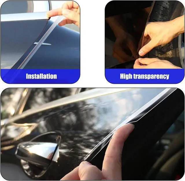 Alt view image 6 of 7 - MYFAMIREA Car Door Transparent Seal Strip Door Edge Cover Guard Strips Entry Sill Guard Scuff Plate Protectors Invisible Universal Anti-Scratch Waterproof Tape for Rear Bumper (33Ft x 1.2In)