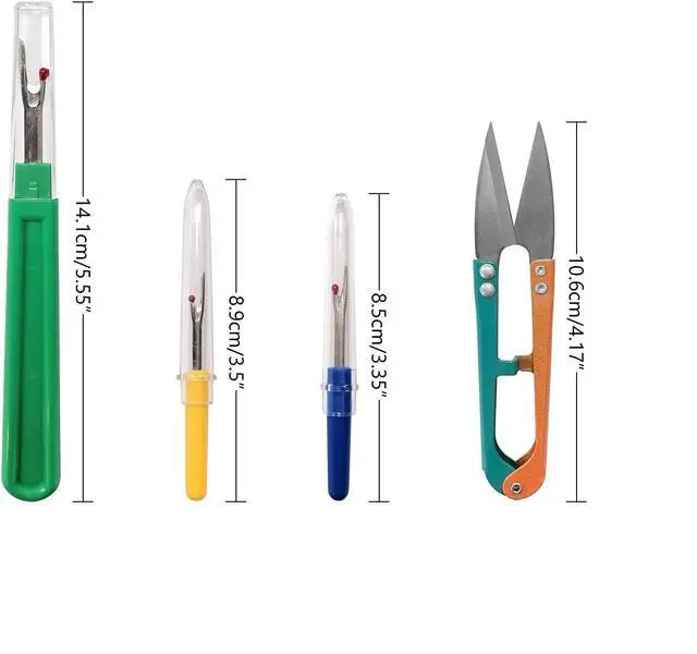 Alt view image 2 of 7 - GDMINLO 5 Pieces Colorful Seam Ripper Assortment Thread Remover Kit 2 Big and 2 Small Handy Stitch Sewing Tools with 1 Scissors for Removing Unwanted Hems and Seams
