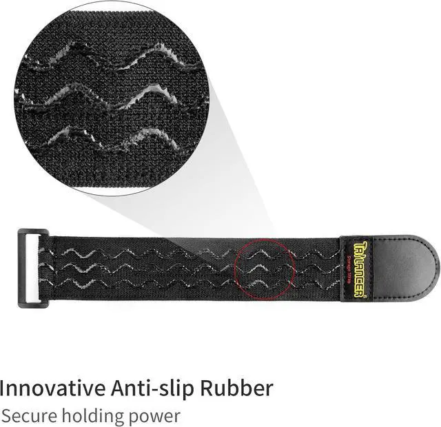 Alt view image 2 of 7 - Trilancer Elastic Cinch Straps with Anti-Slip Strips, 12'' x 2'' (8 Pack) | Heavy Duty Multipurpose Hook and Loop Straps for Extension Cords, Cables, Ropes, Hoses, Bikes, Pant Garters