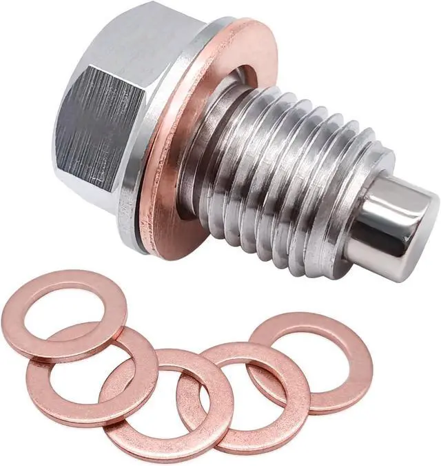 Main image of Magnetic Oil Drain Plug M14x1.5, Stainless Steel Oil Drain Plug with 5 PCS Copper Crush Washer Anti Leakage Replacement for Car Motorcycle Boat