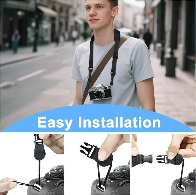 Alt view image 7 of 7 - TIMISM Shoulder Strap with Pad, 2 Sets of Quick Release Buckles, Black | Adjustable between 39" to 63", Replacement Comfortable Neck Lanyard for Camera, Tablet, iPad, Laptop, Binocular, Luggage Bag