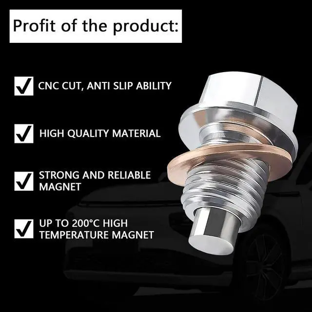 Alt view image 6 of 7 - Magnetic Oil Drain Plug M14x1.5, Stainless Steel Oil Drain Plug with 5 PCS Copper Crush Washer Anti Leakage Replacement for Car Motorcycle Boat