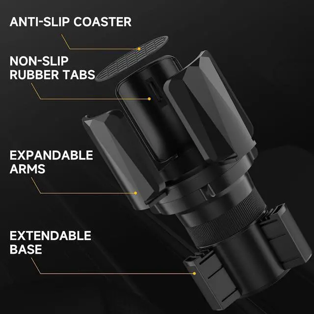 Alt view image 2 of 6 - DYLEN Large Cup Holder Expander with Expandable Arms, Fits 2.5-5.9" Bottles | Cup Holder Adapter Fits Owala/YETI/Hydro Flask/Stanley 1264 oz; Most Large Bottles; Compatible with Round Cup Holders