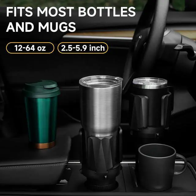 Alt view image 3 of 6 - DYLEN Large Cup Holder Expander with Expandable Arms, Fits 2.5-5.9" Bottles | Cup Holder Adapter Fits Owala/YETI/Hydro Flask/Stanley 1264 oz; Most Large Bottles; Compatible with Round Cup Holders