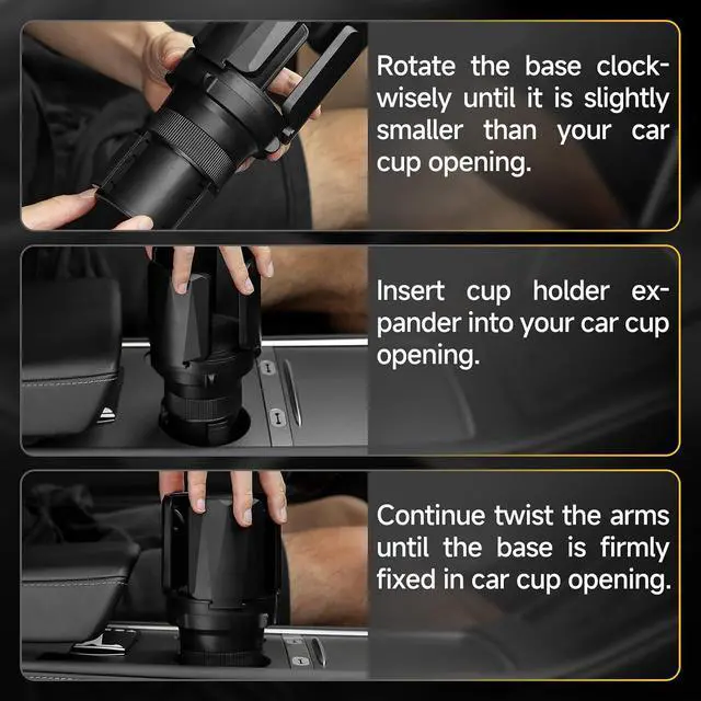 Alt view image 5 of 6 - DYLEN Large Cup Holder Expander with Expandable Arms, Fits 2.5-5.9" Bottles | Cup Holder Adapter Fits Owala/YETI/Hydro Flask/Stanley 1264 oz; Most Large Bottles; Compatible with Round Cup Holders