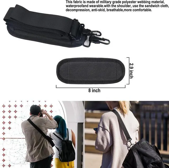 Alt view image 2 of 7 - 56 inch Shoulder Strap, Universal Adjustable Thick Soft Shoulder Strap | Shoulder Strap, Replacement Comfortable Belt with Metal Swivel Hooks for Laptop Messenger Bag, Briefcase, Shoulder Bag