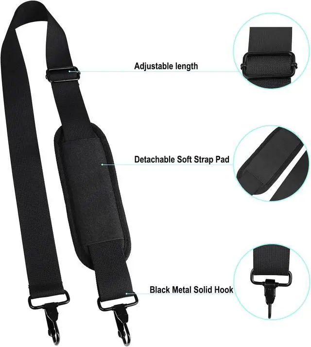 Alt view image 6 of 7 - 56 inch Shoulder Strap, Universal Adjustable Thick Soft Shoulder Strap | Shoulder Strap, Replacement Comfortable Belt with Metal Swivel Hooks for Laptop Messenger Bag, Briefcase, Shoulder Bag