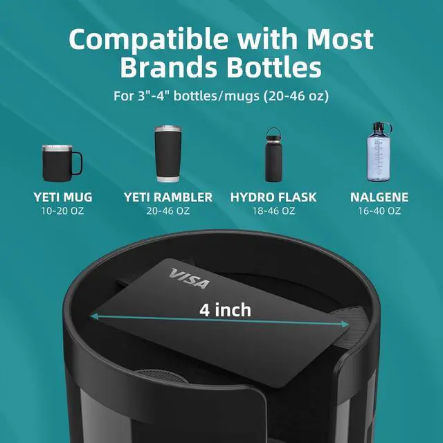 Alt view image 3 of 6 - TYKOR Car Cup Holder Expander Adapter, Extender for Car with Offset Base | Compatible with Yeti 14/24/36oz, Owala 12/24/40oz, Other Large Water Bottles and Mugs in 3.2"-4.0"
