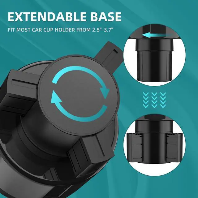 Alt view image 2 of 6 - TYKOR Car Cup Holder Expander Adapter, Extender for Car with Offset Base | Compatible with Yeti 14/24/36oz, Owala 12/24/40oz, Other Large Water Bottles and Mugs in 3.2"-4.0"