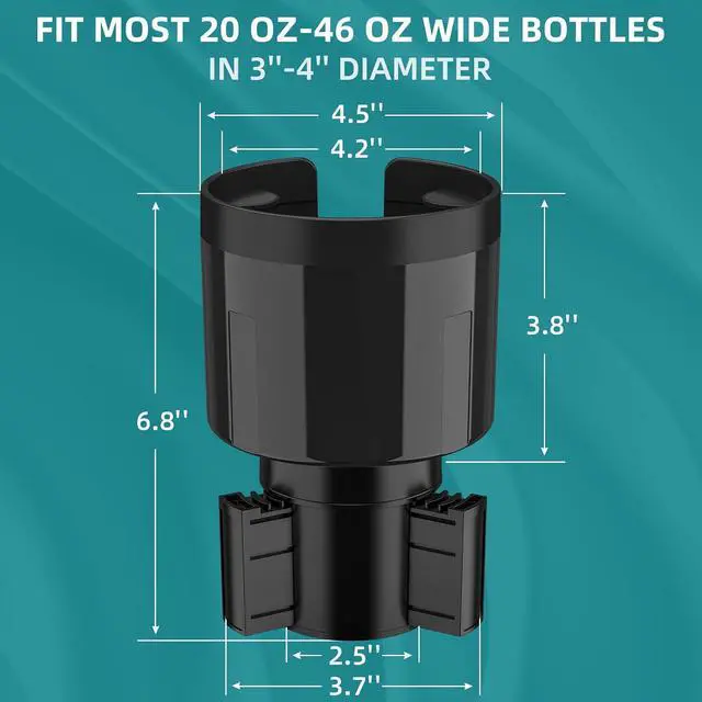 Alt view image 4 of 6 - TYKOR Car Cup Holder Expander Adapter, Extender for Car with Offset Base | Compatible with Yeti 14/24/36oz, Owala 12/24/40oz, Other Large Water Bottles and Mugs in 3.2"-4.0"