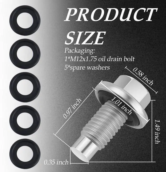 Alt view image 2 of 7 - M12*1.75 Oil Drain Plug with 5PCS Oil Drain Plug Gasket OEM#EJ7Z-6730-A | Iron Zinc-Coated Oil Pan Drain Plug,Automotive Replacement Engine Oil Drain Plugs,Essential Oil Plug Bolt Car Accessories