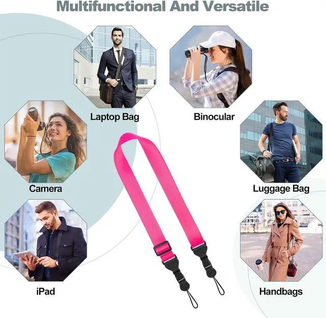 Alt view image 5 of 6 - Adjustable Shoulder Strap, Comfortable Camera Strap, Neck Lanyard for iPad Tablet Case, Camera, Binocular, Luggage Bag (Pink Shoulder Strap)