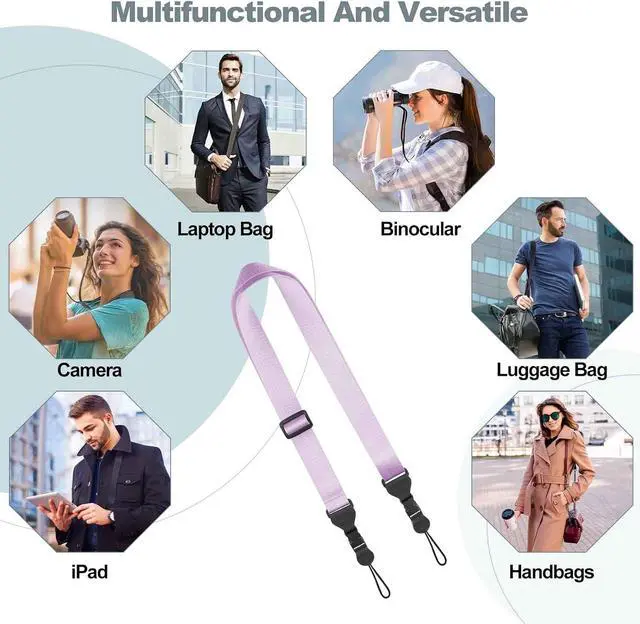 Alt view image 5 of 6 - Adjustable Shoulder Strap, Comfortable Camera Strap, Neck Lanyard for iPad Tablet Case, Camera, Binocular, Luggage Bag (Purple Shoulder Strap)