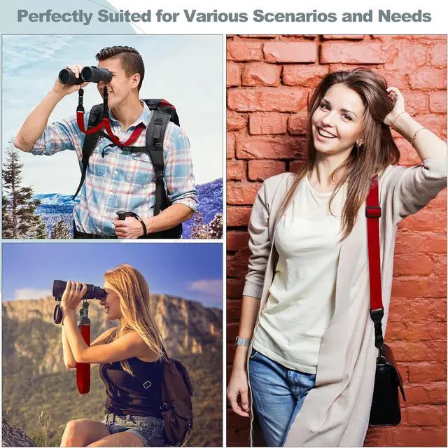 Alt view image 4 of 6 - Adjustable Shoulder Strap, Comfortable Camera Strap, Neck Lanyard for iPad Tablet Case, Camera, Binocular, Luggage Bag (Red Shoulder Strap)
