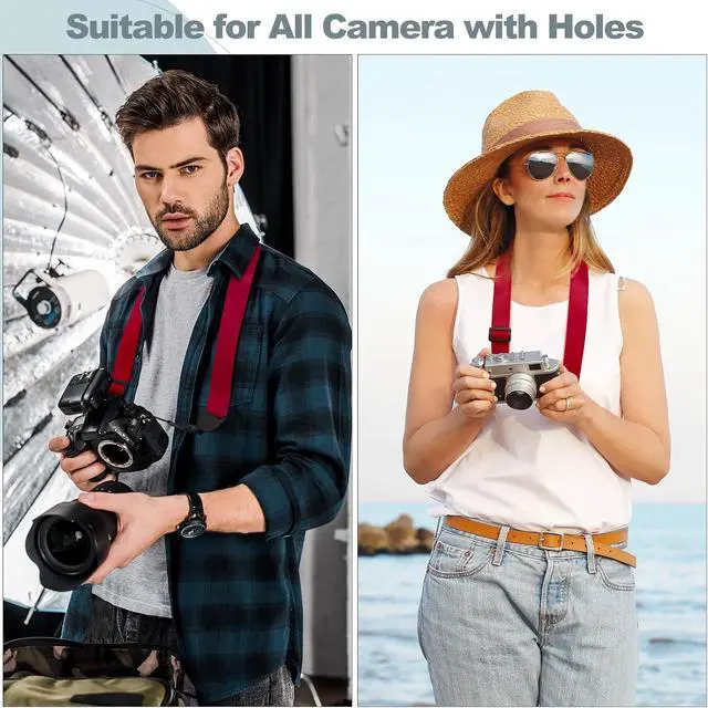 Alt view image 3 of 6 - Adjustable Shoulder Strap, Comfortable Camera Strap, Neck Lanyard for iPad Tablet Case, Camera, Binocular, Luggage Bag (Red Shoulder Strap)