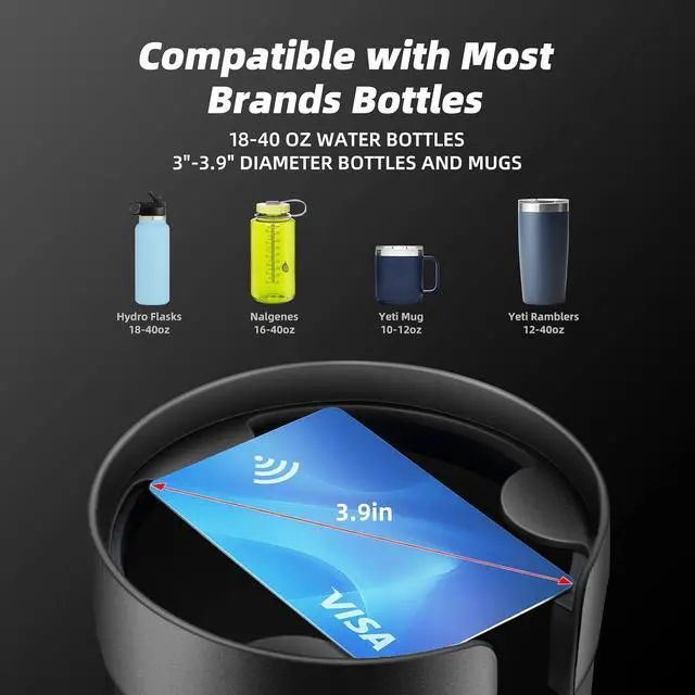 Alt view image 4 of 6 - TYKOR Car Cup Holder Expander, Extender for Car with Adjustable Base | Cup holder Adapter, Fits Yeti 24/36/46oz, Owala 12/24/40oz, Large Bottles and Mugs in 3"-3.9" (16-40oz)