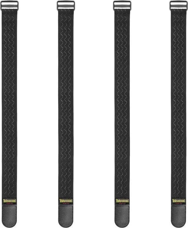 Main image of Trilancer Elastic Cinch Straps with Anti-Slip Strips, 24'' x 2'' (4 Pack) | Multipurpose Hook and Loop Bundling Straps for Hose, Cords, Bike, Luggage, Camping, Yoga Mats