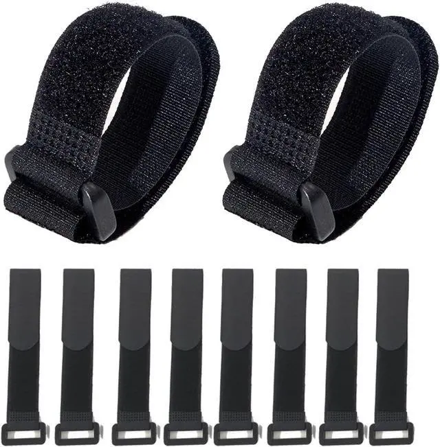 Main image of 10Pack 1x8 Reusable Nylon Cable Straps with Buckle for Cords Organizer | Self-adhesive, Fastening Hook and Loop Cables,black Securing Straps,Cinch Straps,Adjustable, Heavy Duty Cords Storage tidy