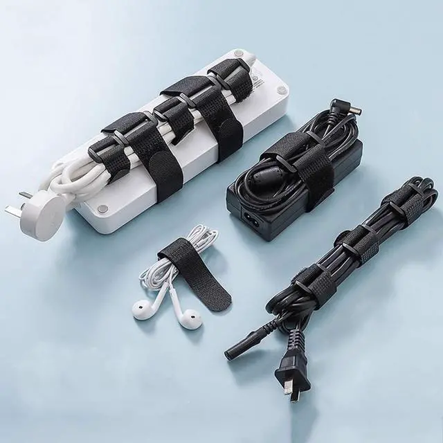 Alt view image 6 of 7 - 10Pack 1x8 Reusable Nylon Cable Straps with Buckle for Cords Organizer | Self-adhesive, Fastening Hook and Loop Cables,black Securing Straps,Cinch Straps,Adjustable, Heavy Duty Cords Storage tidy