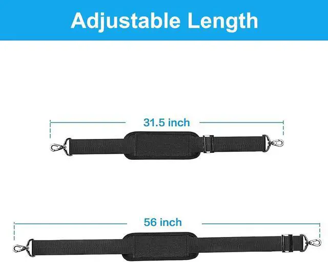 Alt view image 4 of 6 - MOSISO 56 inch Shoulder Strap, Adjustable Soft Universal Non-Slip Strap | Thick Replacement Strap, Fit Padded with Metal Swivel Hooks for Laptop Shoulder Bag/Laptop Messenger Bag, Black