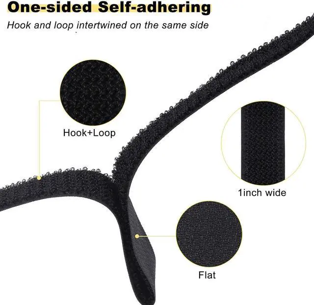 Alt view image 3 of 7 - YMCRLUX 1"x16ft Hook and Loop Straps with 25 Metal Buckles, Adjustable Fastening Cable Straps, Cut-to-Length Cinch Strap, Reusable Nylon Securing Cord Ties for Organizer or Storage, 1 inch Wide, Black