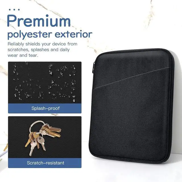 Alt view image 4 of 7 - Dadanism 9-11 Inch Tablet Sleeve Bag Carrying Case, Black | Fits iPad (A16) 11th Gen 11", iPad 10th Gen 10.9" Air 5/4, iPad Air M4/Pro 11", iPad 9/8/7th 10.2", Galaxy Tab A11+ Plus 11"